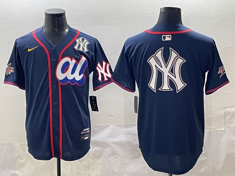 Men 2025 New York Yankees Blank Drak Blue All star Blank Blue Nike MLB Jersey style 15